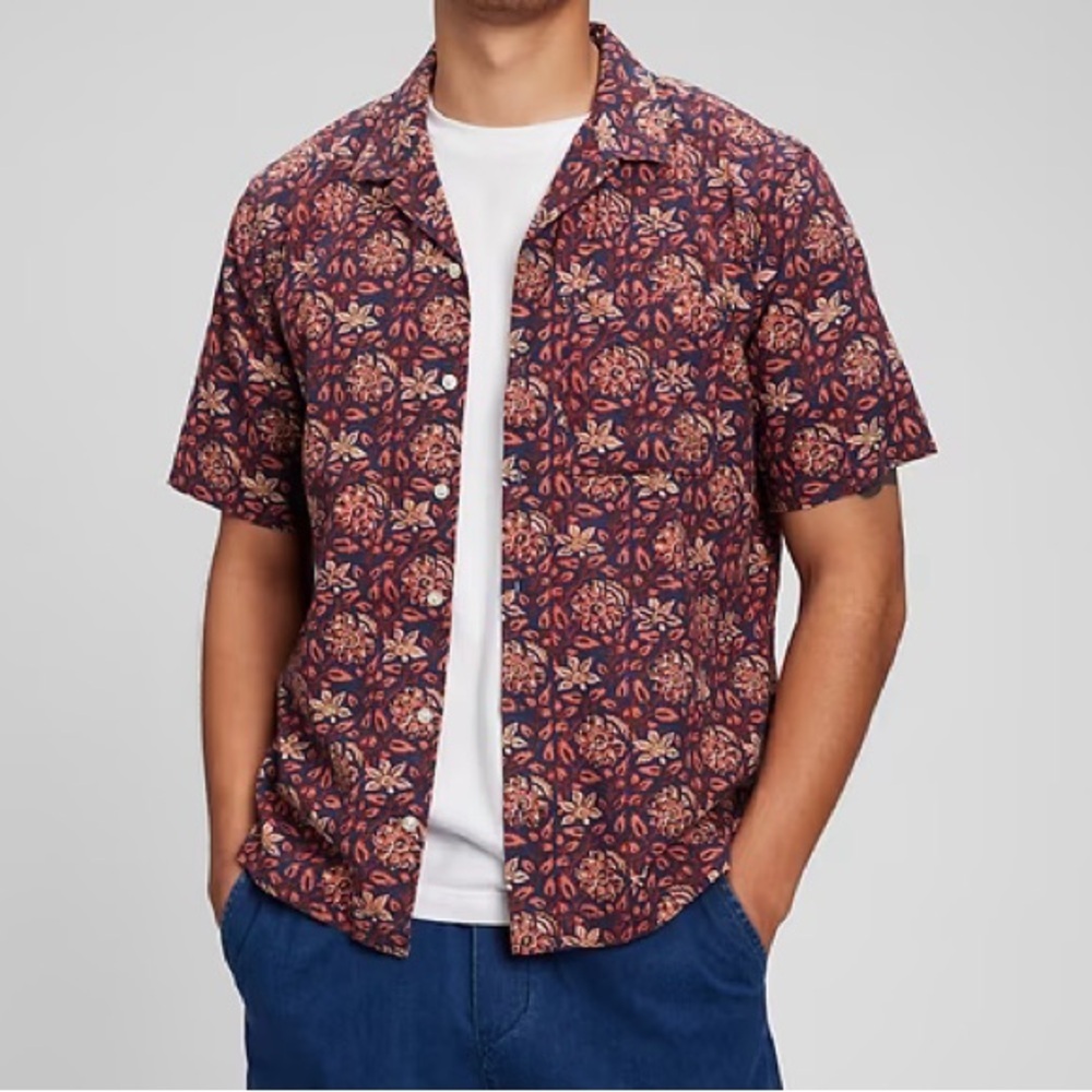GAP Linen Cotton Vacay Shirt - Tropical Paisley